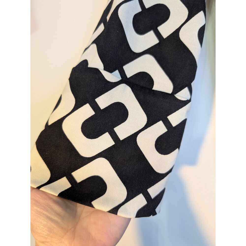 DVF Diane Von Furstenberg Reina Silk Shift Dress 8 Black Geometric Archival - Picture 6 of 6